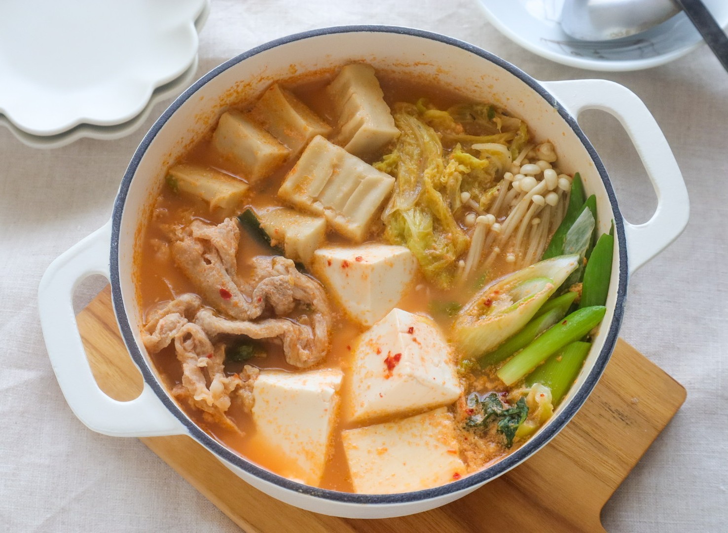 角麩入り豆乳キムチ鍋